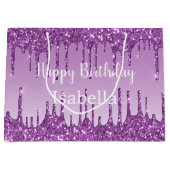 Birthday paarse glitter drift name groot cadeauzakje (Voorkant)