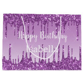 Birthday paarse glitter drift name groot cadeauzakje (Achterkant)