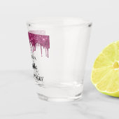 Birthday paarse glitter drift name shot glas (Rechts)