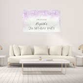 Birthday paarse glitterstofmonogram spandoek