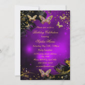 Birthday, paarse goudvlinder kaart (Voorkant)