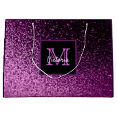 Birthday paarse roze glitterglazuur monogramma groot cadeauzakje (Voorkant)