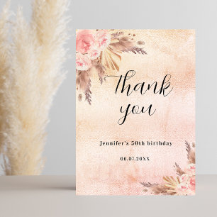 Birthday pampas roos budget dank u kaart