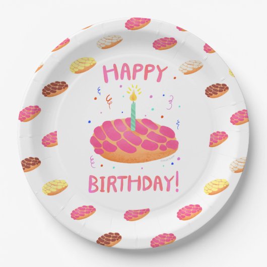 Birthday Pan Dulce Concha Papieren Bordje (Voorkant)