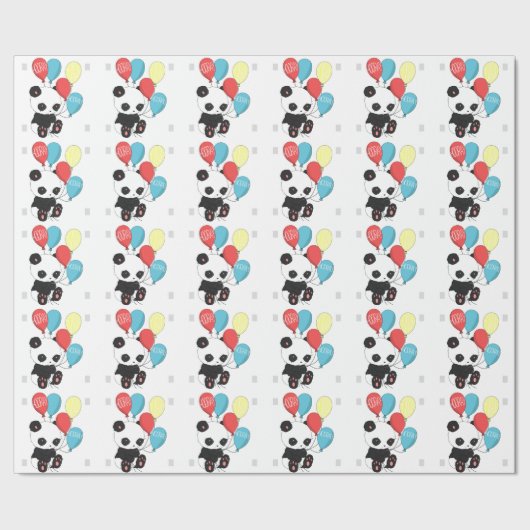 Birthday Panda met ballonnen Cadeaupapier (Zoom)