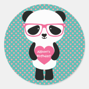 Birthday Panda Ronde Sticker