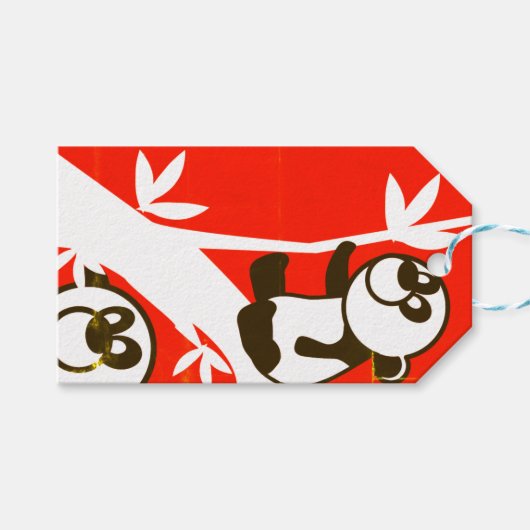 Birthday Pandas Cadeaulabel (Voorkant (Horizontaal))