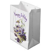 Birthday Pansy Basket Medium Cadeauzakje (Voorkant Gekanteld)