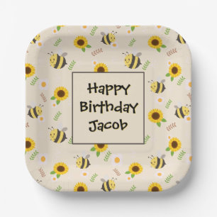Birthday Paper Bord, zoete honingbijen Papieren Bordje