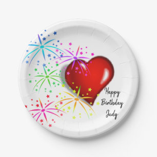 Birthday Paper Borden, Red Hearts Papieren Bordje