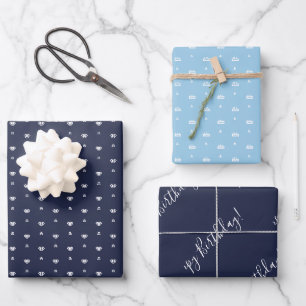 Birthday-papierpakbladen voor anker en zeilboot inpakpapier vel