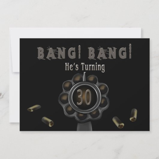 BIRTHDAY PARTIJ INVITATION - 30TH - BANG -Pewter Kaart (Voorkant)