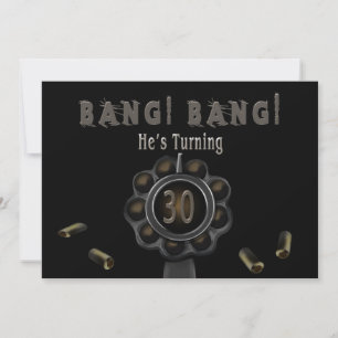 BIRTHDAY PARTIJ INVITATION - 30TH - BANG -Pewter Kaart