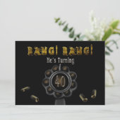 BIRTHDAY PARTIJ INVITATION - 40TH - BANG BANG! KAART (Staand voorkant)
