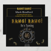 BIRTHDAY PARTIJ INVITATION - 40TH - BANG BANG! KAART (Voorkant / Achterkant)
