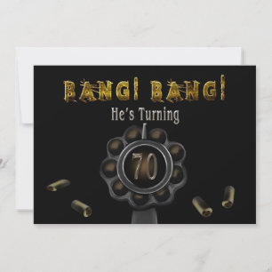 BIRTHDAY PARTIJ INVITATION - 70TH - BANG BANG! KAART