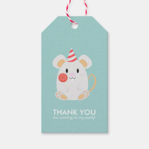 Birthday-partij voor muizen cadeaulabel