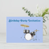 Birthday-partijuitnodiging met drumkit drummer kaart (Staand voorkant)