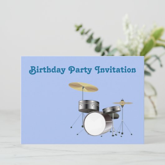 Birthday-partijuitnodiging met drumkit drummer kaart (Staand voorkant)