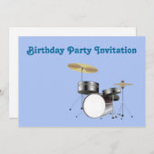 Birthday-partijuitnodiging met drumkit drummer kaart (Voorkant / Achterkant)