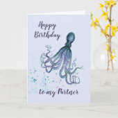 Birthday Partner Fun Romantic Octopus Humor Kaart (Gele Bloem)