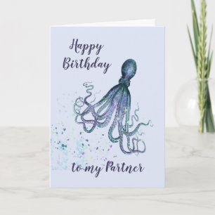 Birthday Partner Fun Romantic Octopus Humor Kaart