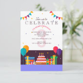 Birthday Party "3" - Uitnodiging (Staand voorkant)