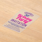 Birthday Party Acryl Uitnodigingen (Laagn)