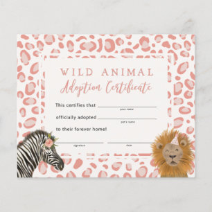 Birthday Party Adoption Certificate (roze Safari)