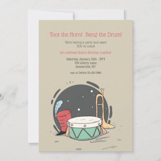 Birthday Party and Band Elements Kaart (Voorkant)