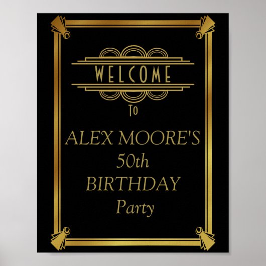 Birthday party art deco poster (Voorkant)