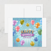 Birthday Party-ballonnen Aankondigingskaart (Voorkant / Achterkant)