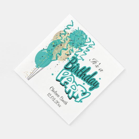 Birthday Party-ballonnen - Blauwgroen Servet (Hoek)