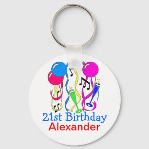 Birthday Party-Balloons 21st personaliseer het! Sleutelhanger