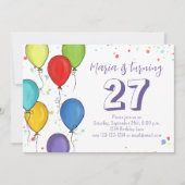 Birthday Party Balloons Confetti QR Code Facebook Kaart (Voorkant)