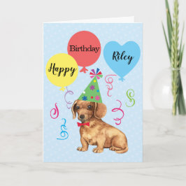 Birthday Party Balloons Dachshund Kaart