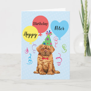 Birthday Party Balloons Dogue de Bordeaux Kaart