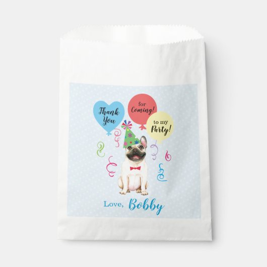 Birthday Party Balloons French Bulldog Favor Bag Bedankzakje (Voorkant)