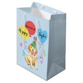Birthday Party Balloons Golden Retriever Medium Cadeauzakje (Voorkant Gekanteld)