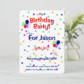 Birthday Party Balloons Invitation (Debout devant)