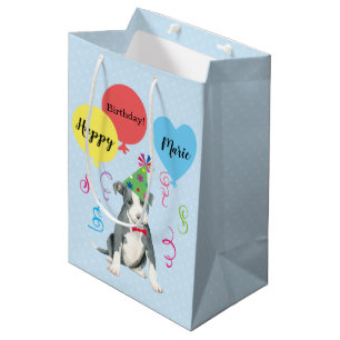 Birthday Party Balloons Pit Bull Terrier Medium Cadeauzakje