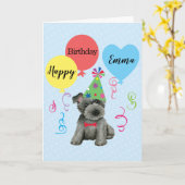 Birthday Party Balloons Scottish Terrier Kaart (Gele Bloem)