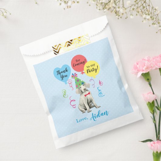 Birthday Party Balloons Weimaraner Favor Bag Bedankzakje (Gezegeld)