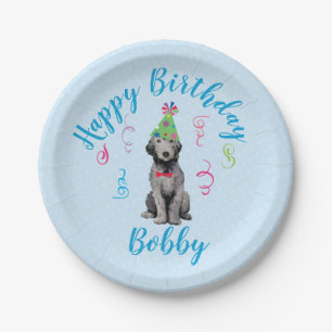 Birthday Party Bedlington Terrier Paper Bord