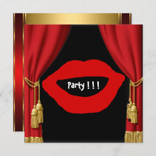 Birthday Party Big Lips Curtains Invitation Kaart