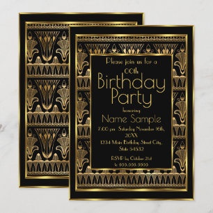 Birthday Party Black Gold Art Vintage 1930 Kaart