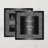 Birthday Party Black White Giraffe Kaart (Voorkant / Achterkant)