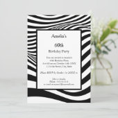 Birthday Party Black White Wave Kaart (Staand voorkant)