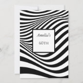 Birthday Party Black White Wave Kaart (Achterkant)