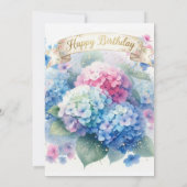 Birthday Party Blue Hydrangea Flower Invitation (Dos)